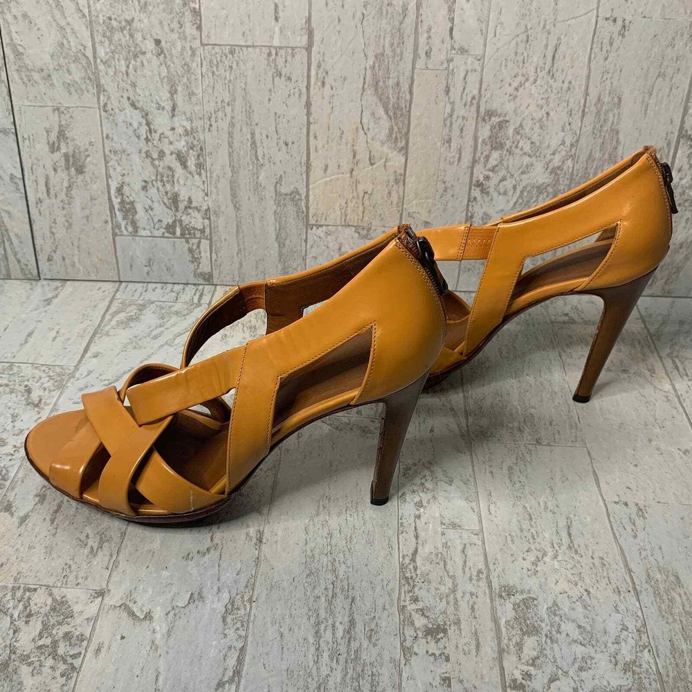 Bottega Veneta Womens Heels Size 39 Tan Crisscross Strap Heels Open Toe
